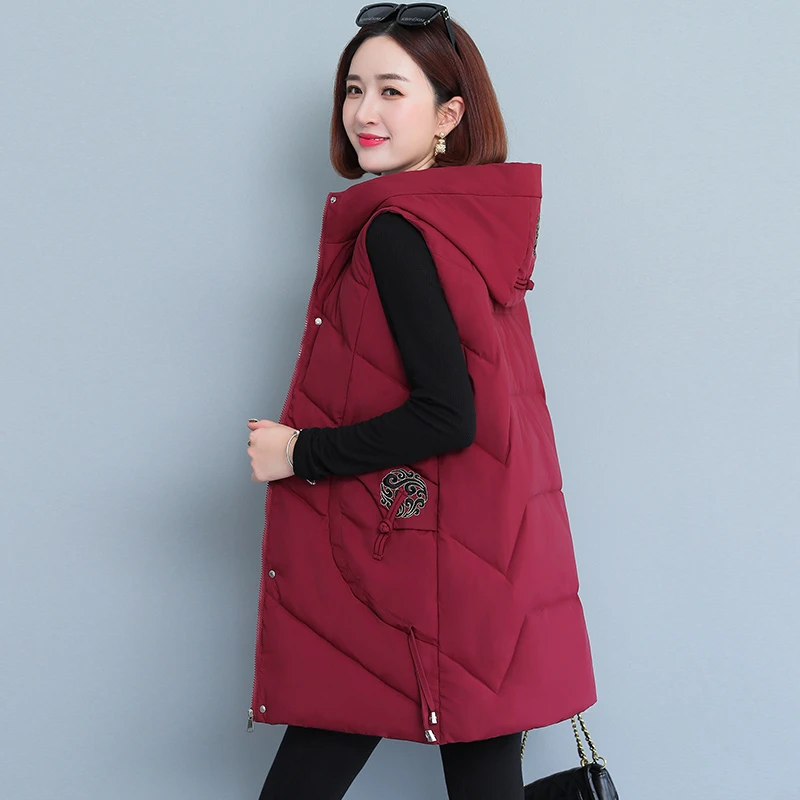 女士秋冬棉马甲加肥大码胖妈妈装马夹中长款外套220斤中老年坎肩