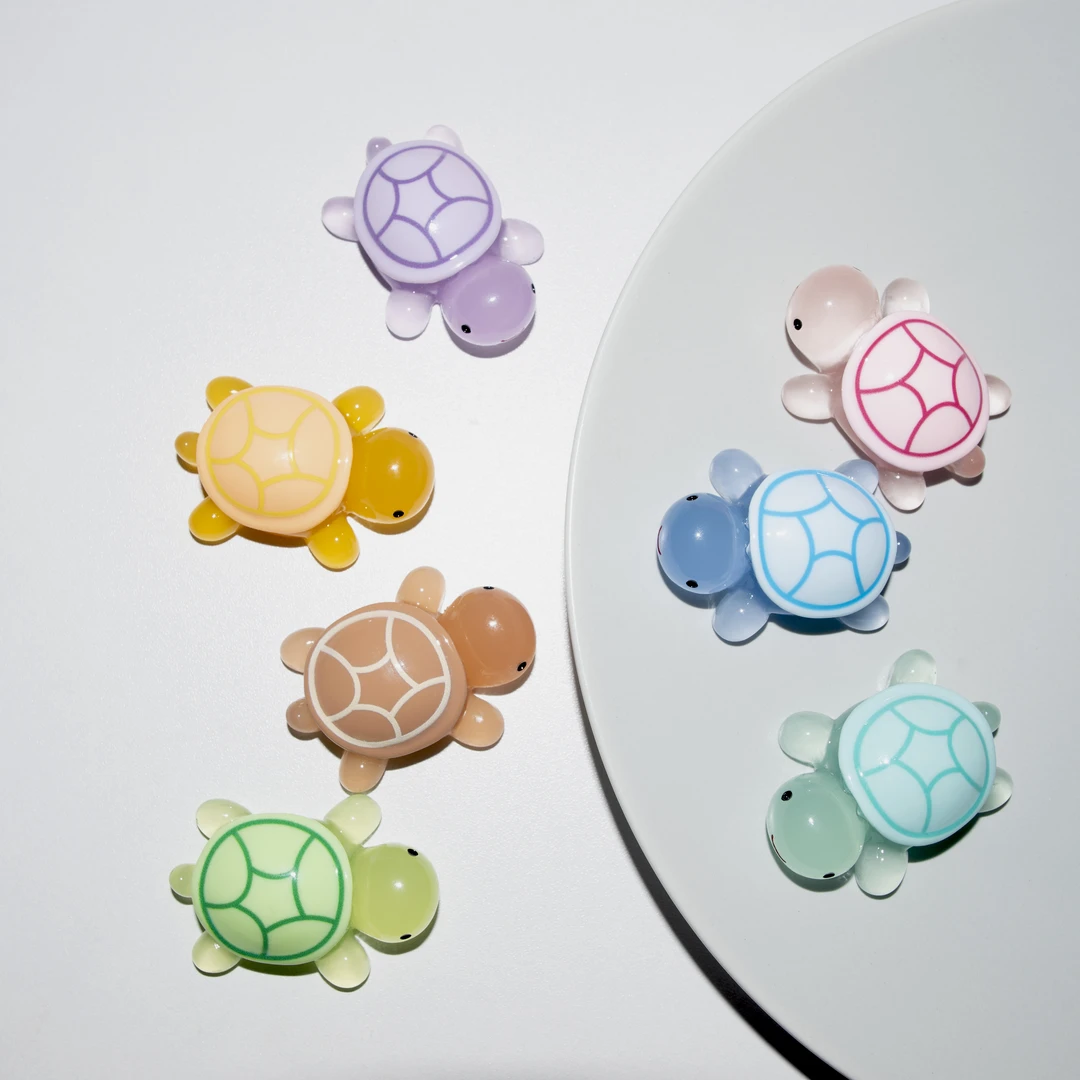 （直播拆）2.1cm乌龟对对碰玩具手工潮玩Diy夜光小乌龟树脂摆件
