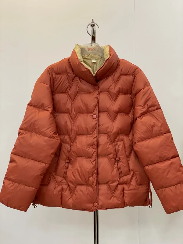 欧美姿2024年纯色立领羽绒棉服