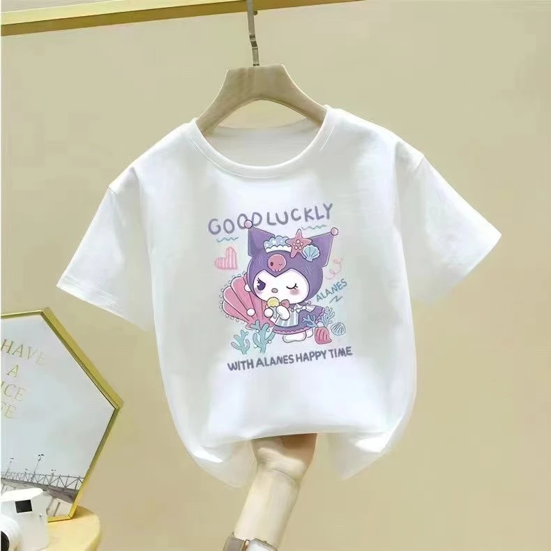 儿童女童超萌卡通印花库洛米宽松上衣夏季新款纯棉舒适柔软短袖