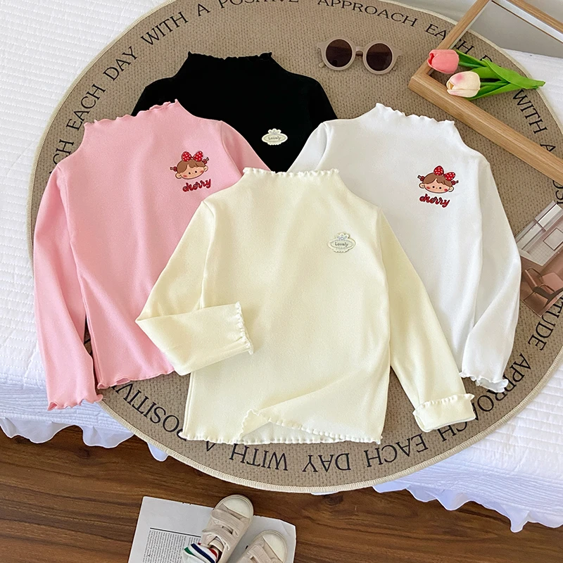 儿童秋款长袖公主2024新款纯色洋气打底衫爆款内搭舒适T恤