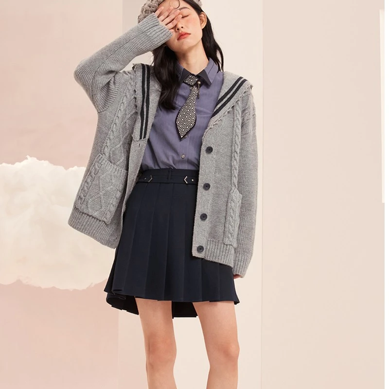 Pit｜杉杉奥莱｜衬衫女长袖2023冬季新款翻领衬衣设计感小众通勤jk