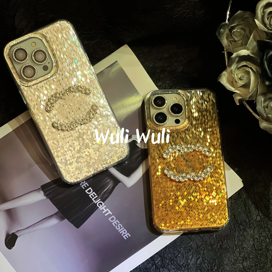 【适用苹果】菱格闪片小香iPhone15promax手机壳13 14亚力克满钻女