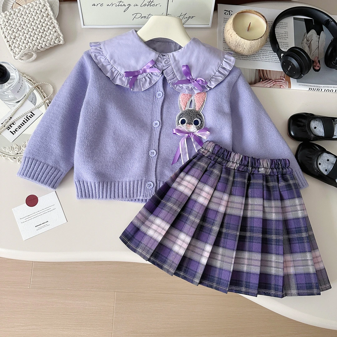 【芋泥蛋糕】女童秋主题风格设计感套装女宝学院风JK裙三件套Q67597