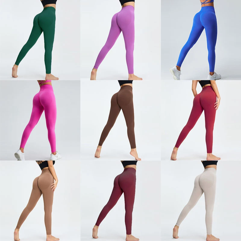 【蜜桃臀纯色版1109】中高腰收腹外穿蜜桃提臀健身撸铁运动9分裤