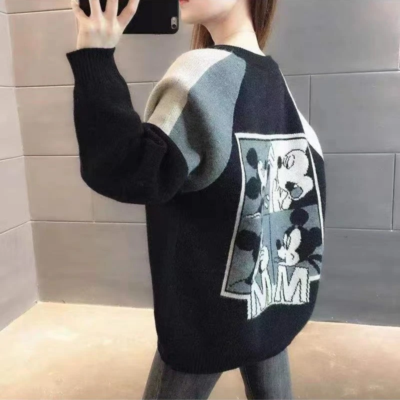 阿咪棒球服毛衣外套女开衫春装新款韩系宽松慵懒风休闲针织衫上衣