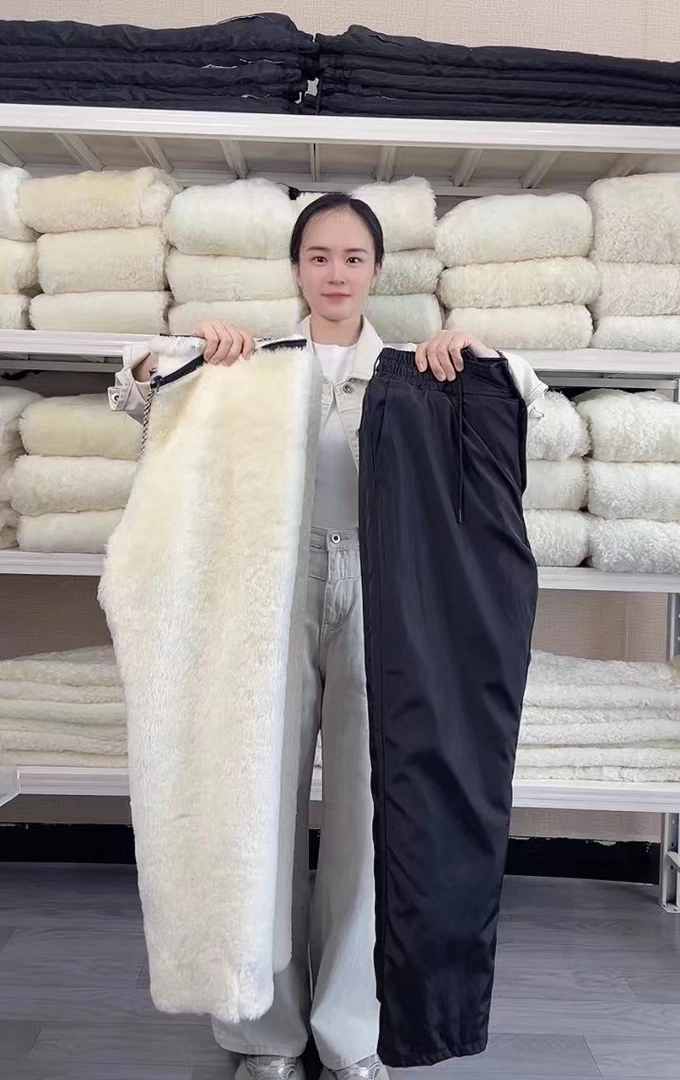 【平口】整皮纯羊皮裤冬季棉裤皮毛一体高腰大码防寒锁温男士女士