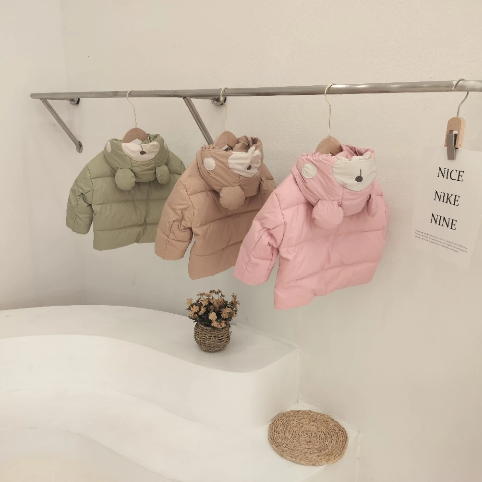 新款儿童羽绒服可爱手套款白鸭绒连帽加厚冬季保暖韩版外套