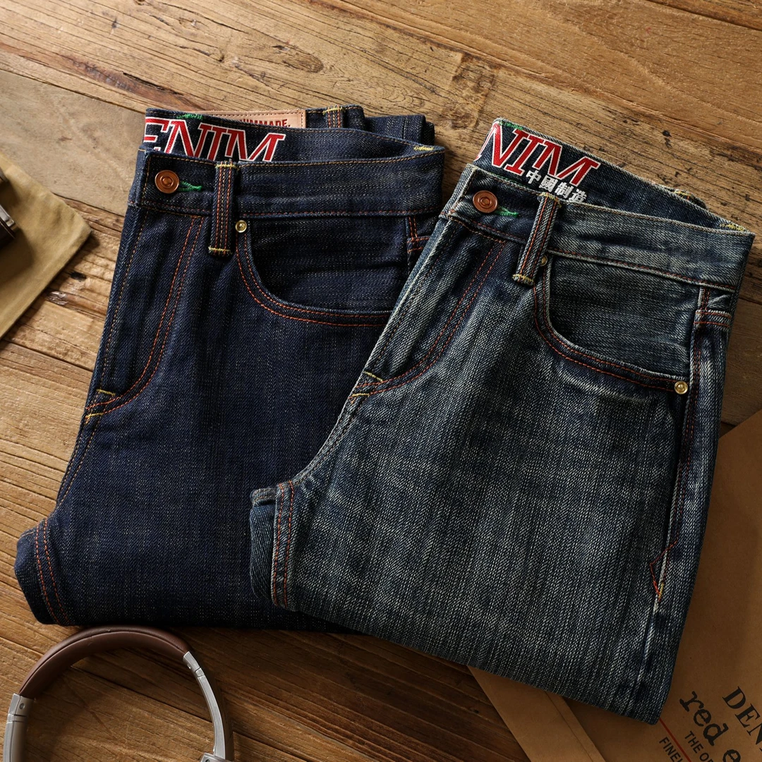 KM8008赤耳丹宁18盎司秋冬款501版型高端怀旧靛蓝时尚男士牛仔裤