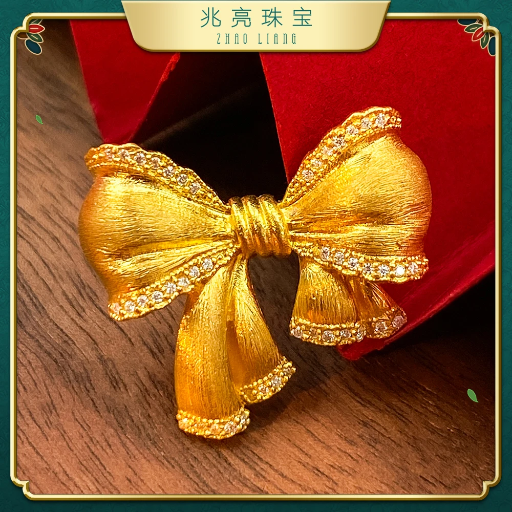 兆亮珠宝足金黄金蝴蝶结吊坠实心时尚百搭甜美纯金饰优雅女款挂坠