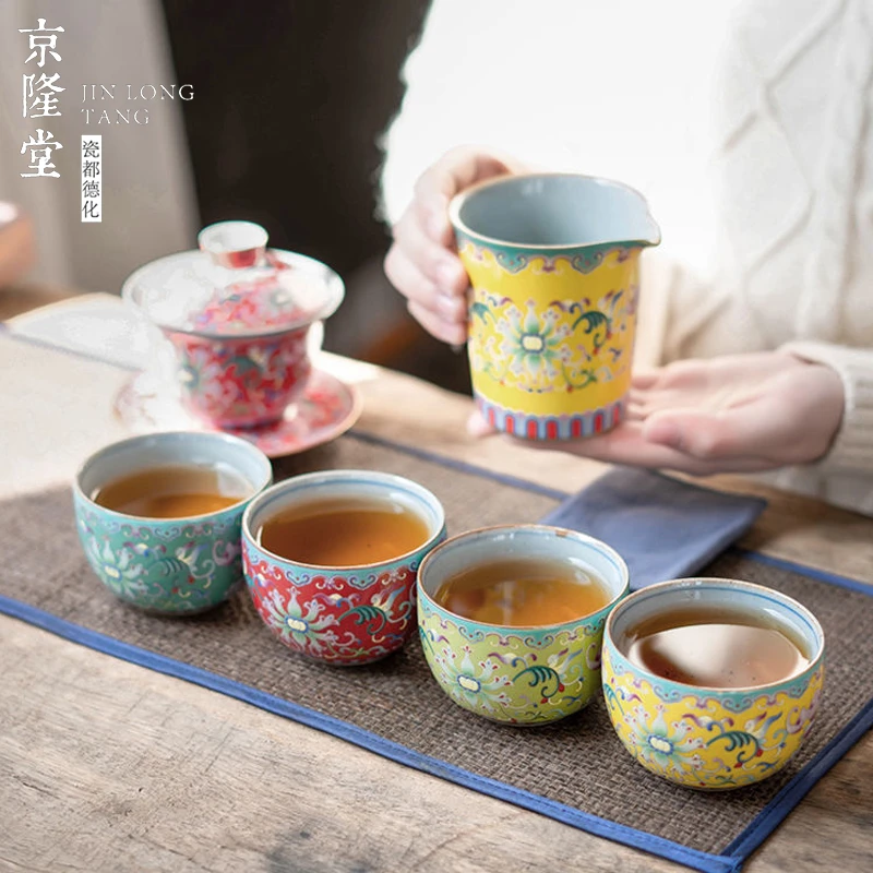 京隆堂茶杯主人杯陶瓷品茗杯茶盏珐琅彩复古铁胎功夫茶专用龙蛋