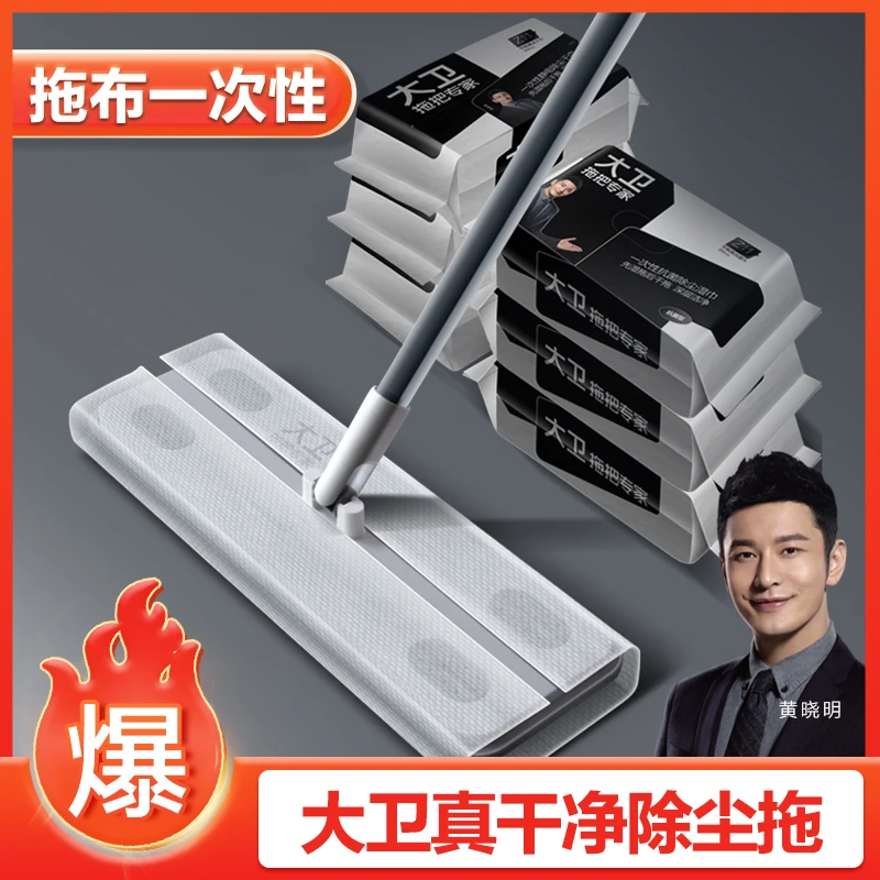 大卫拖把静电除尘拖把吸尘抑菌勾毛发家用一拖地净免手洗拖地神器