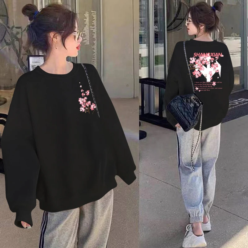 品牌特价复古外套宽松显瘦t恤慵懒风卫衣女青年冬季加绒加厚上衣