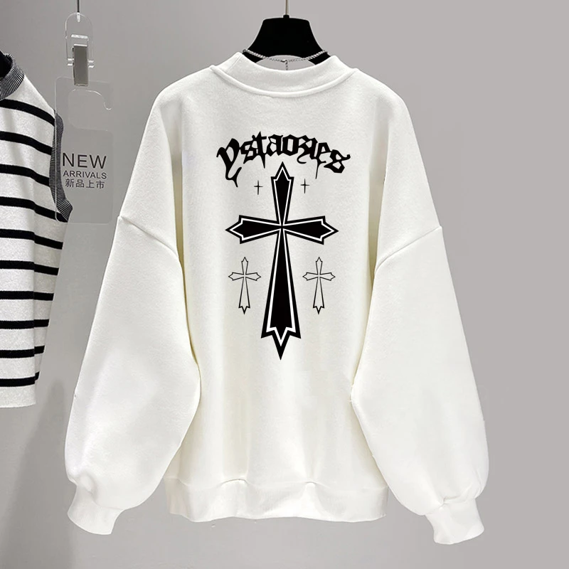 新品促销宽松慵懒风T恤学生上衣服冬季加绒加厚卫衣女百搭打底衫