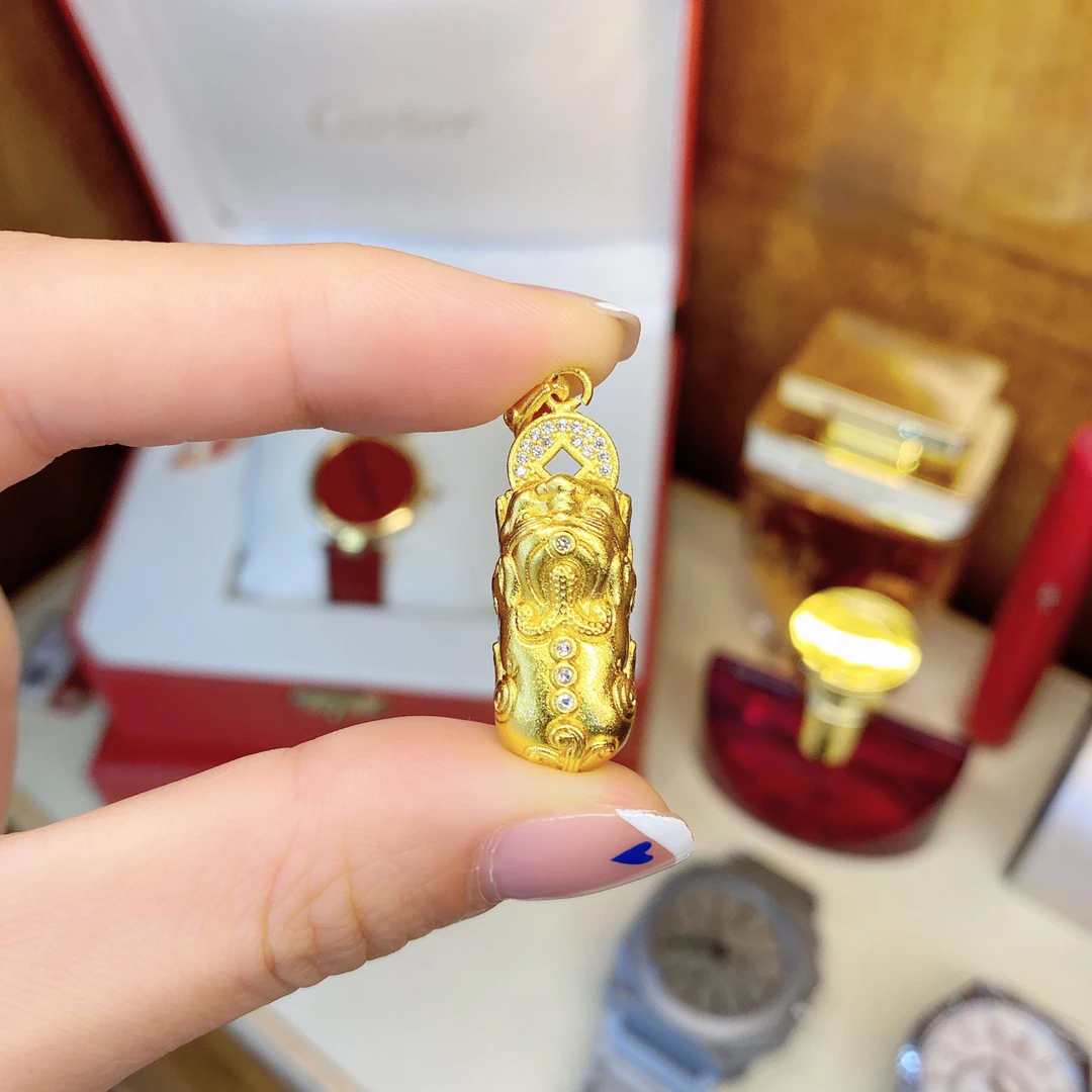 吊坠925银合成锆石 黑标K皮皮和杵杵单吊坠项链dois12