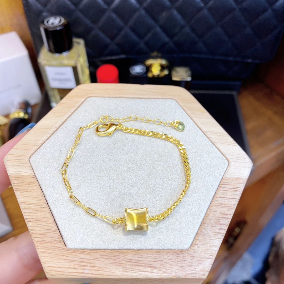 吊坠925银合成锆石 黑标K金色小蛮腰百搭手链dois12