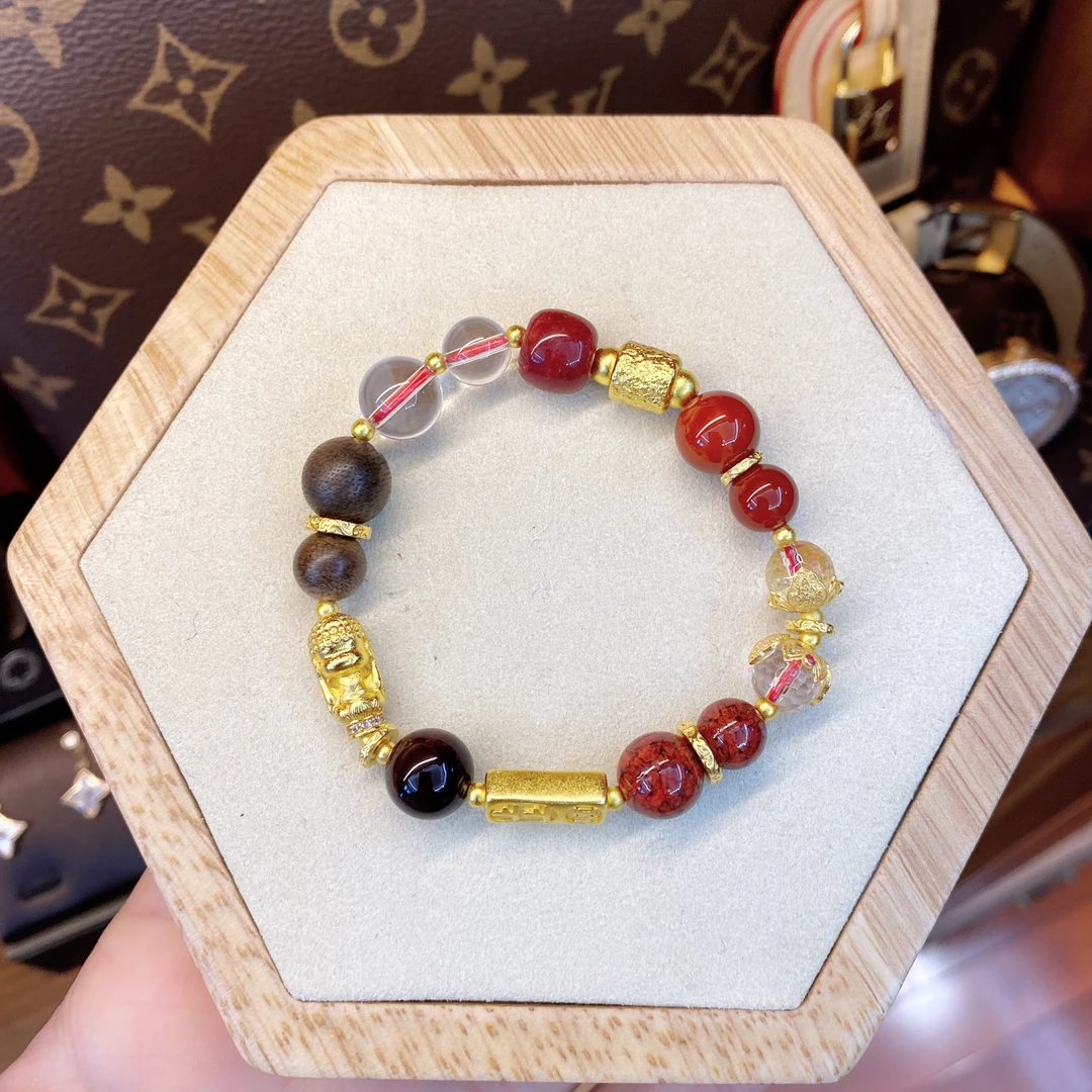 吊坠925银合成锆石 黑标K火红新中式创意手串dois12