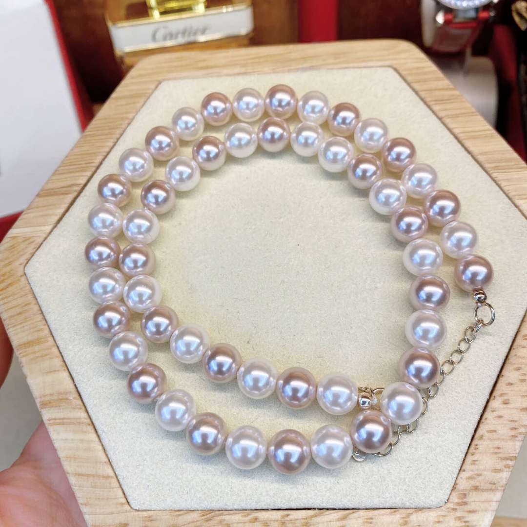 吊坠925银合成锆石 定制厚镀1MIL薰衣草色珠珠时尚项链dois12