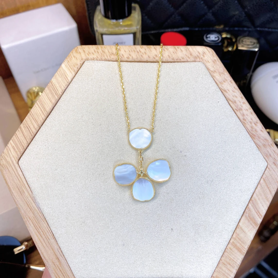 吊坠925银合成锆石 定制黑标K甜美四颗心简约百搭轻奢项链dois12