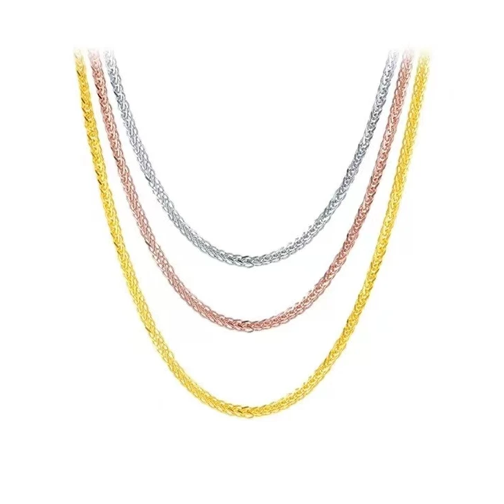 18k金项链女彩金肖邦链黄金白金玫瑰金素链au750多样性发货发其一