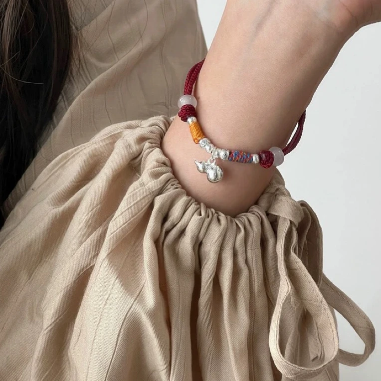 足银手链 葫芦手链福禄手绳手工编织小众饰品首饰编绳闺蜜情侣