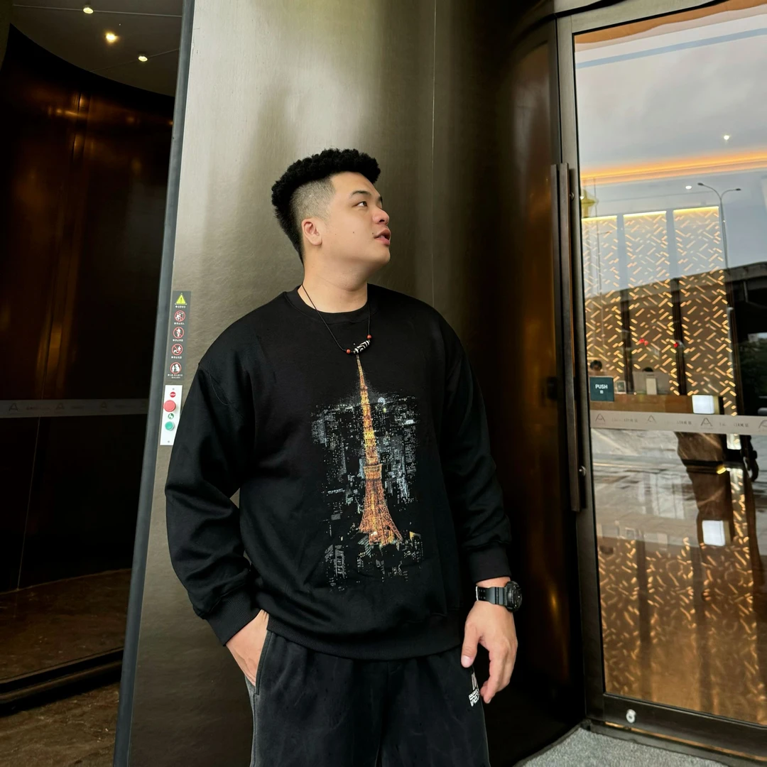 【巴JIA夜景】秋冬大码男装冬季潮卫衣300斤可穿卫衣简潮卫衣66010