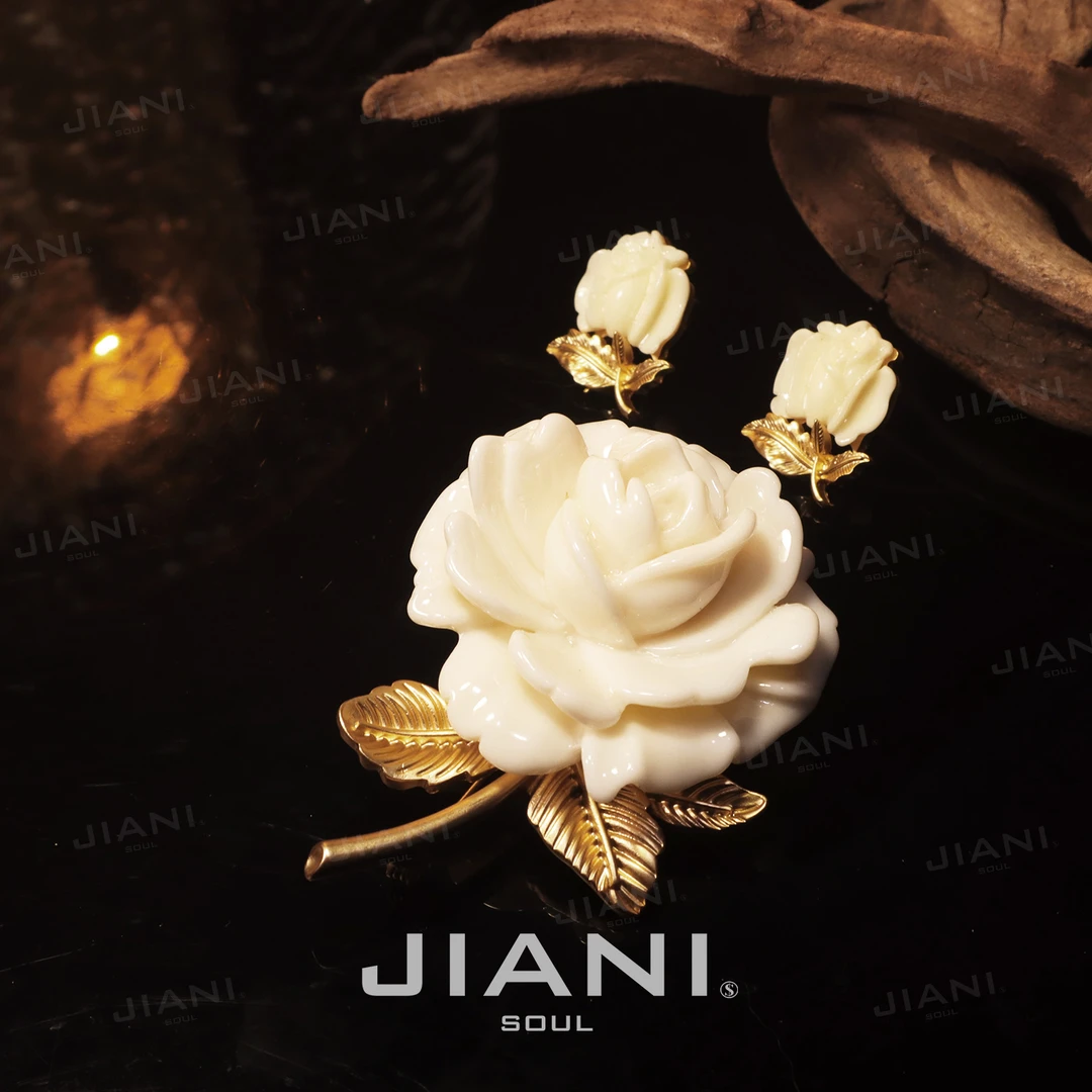 合金胸针 JIANI【哈维尔法国奶油玫瑰】套装
