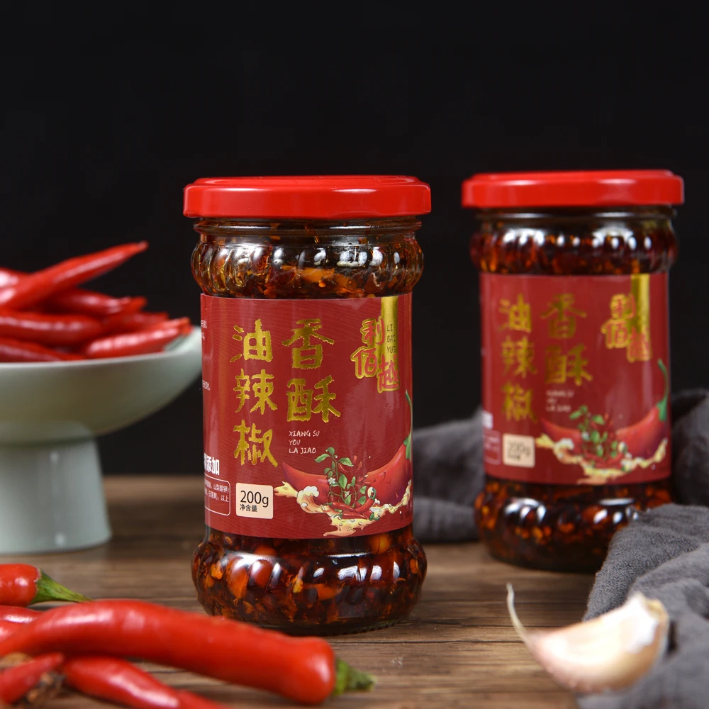 淄博特产利佰越香酥油干红辣椒酱拌面拌饭下饭经典无添加干煸开盖