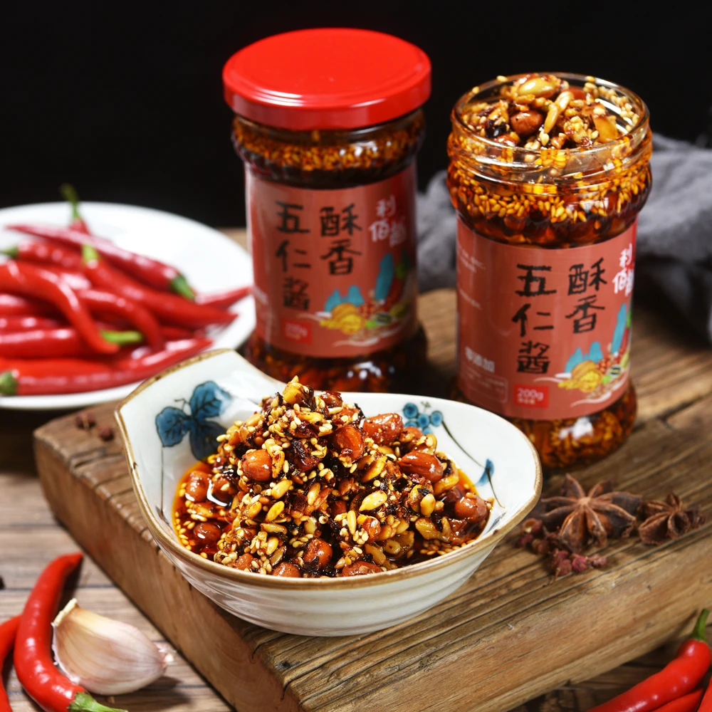 酥香五仁酱微辣下饭油泼辣子核桃芝麻花生开盖即食学生上班族都可