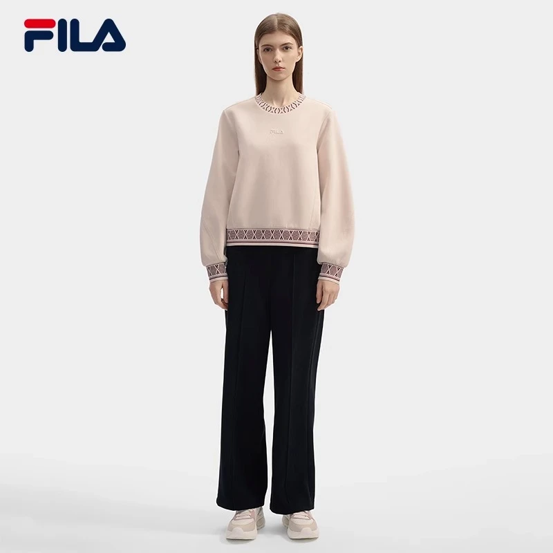 FILA斐乐官方女子套头卫衣时尚休闲舒适针织长袖上衣F11W443205