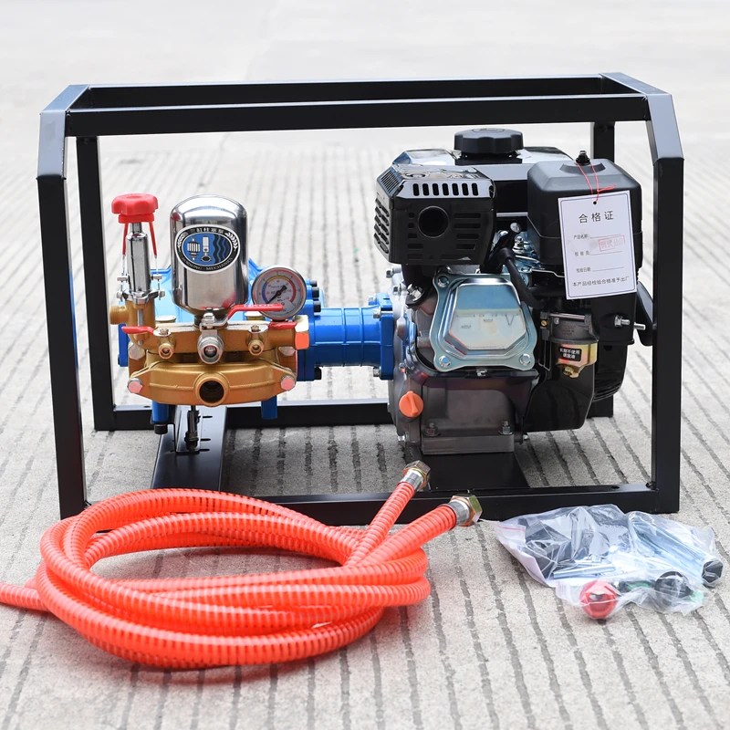 高压打药机四冲程汽油机喷雾机170F汽油喷药机三缸柱塞泵直连泵