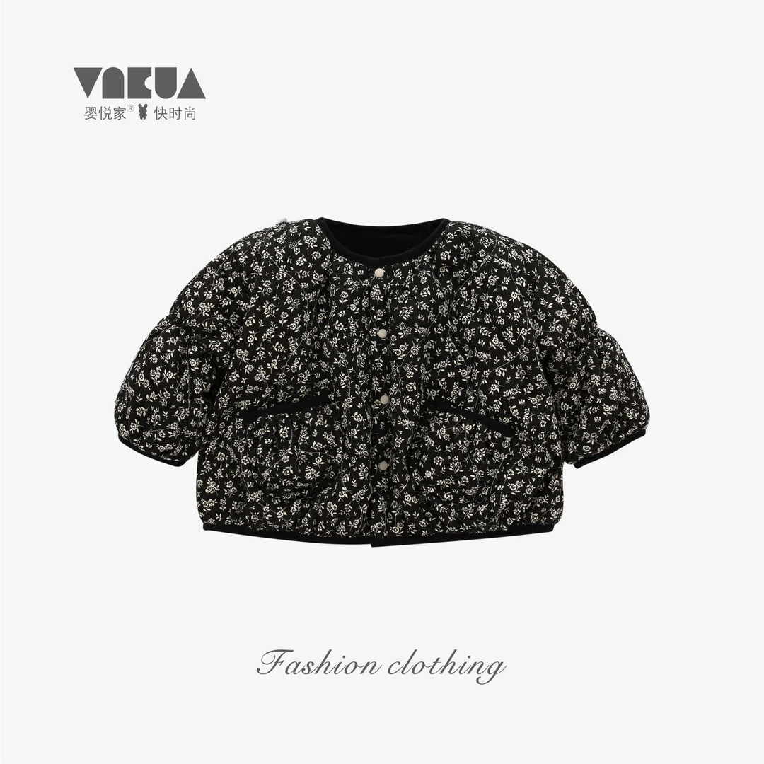 婴悦家秋冬款女宝宝时尚复古洋气百搭小碎花外套2400g 88234