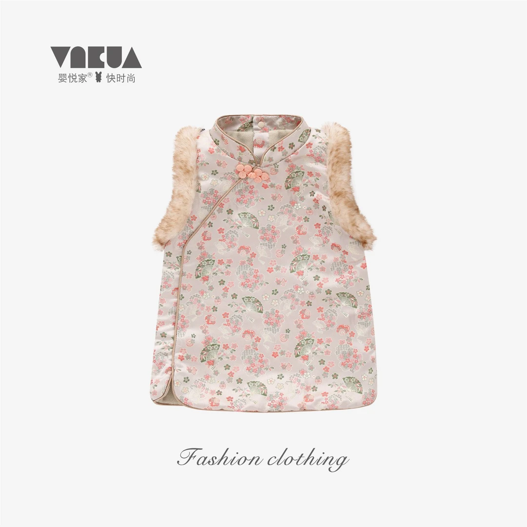 婴悦家民族风时尚复古中国风中式旗袍裙+澳粒绒里布88107