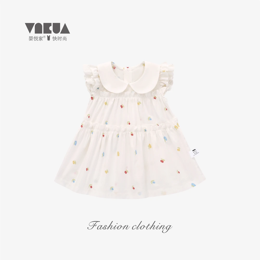 婴悦家夏季女宝宝时尚洋气甜美翻领小飞袖公主蛋糕裙 87536