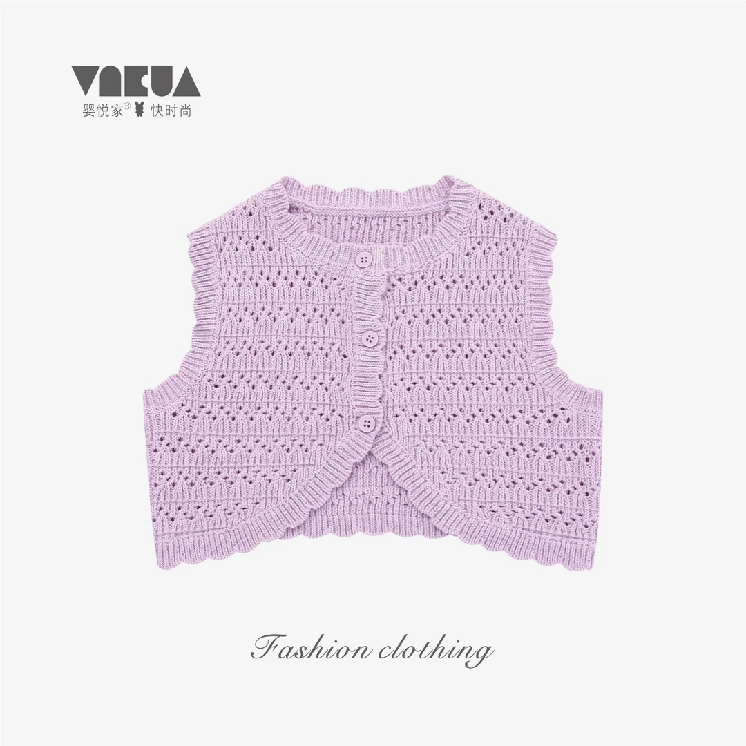 婴悦家春款女宝宝针织背心马甲女童小香风时尚百搭马甲93043