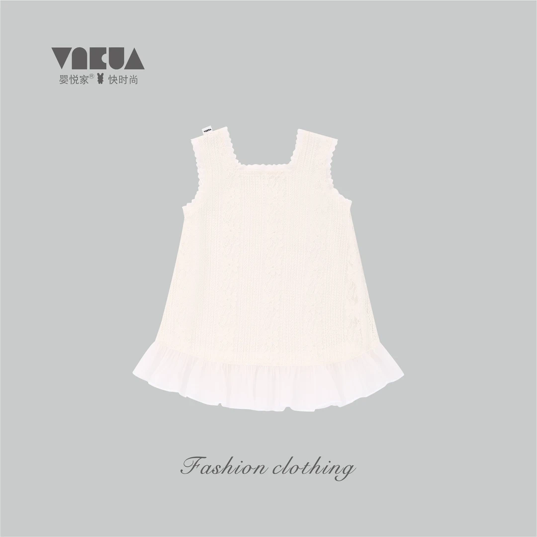 婴悦家夏季儿童时尚甜美气质白色重工提花女宝宝连衣裙 87166