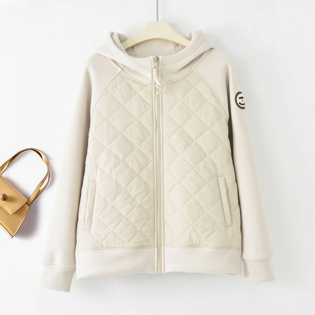 「轻盈保暖」2024新款女装冬款拼接袖加厚保暖短外套HT-113