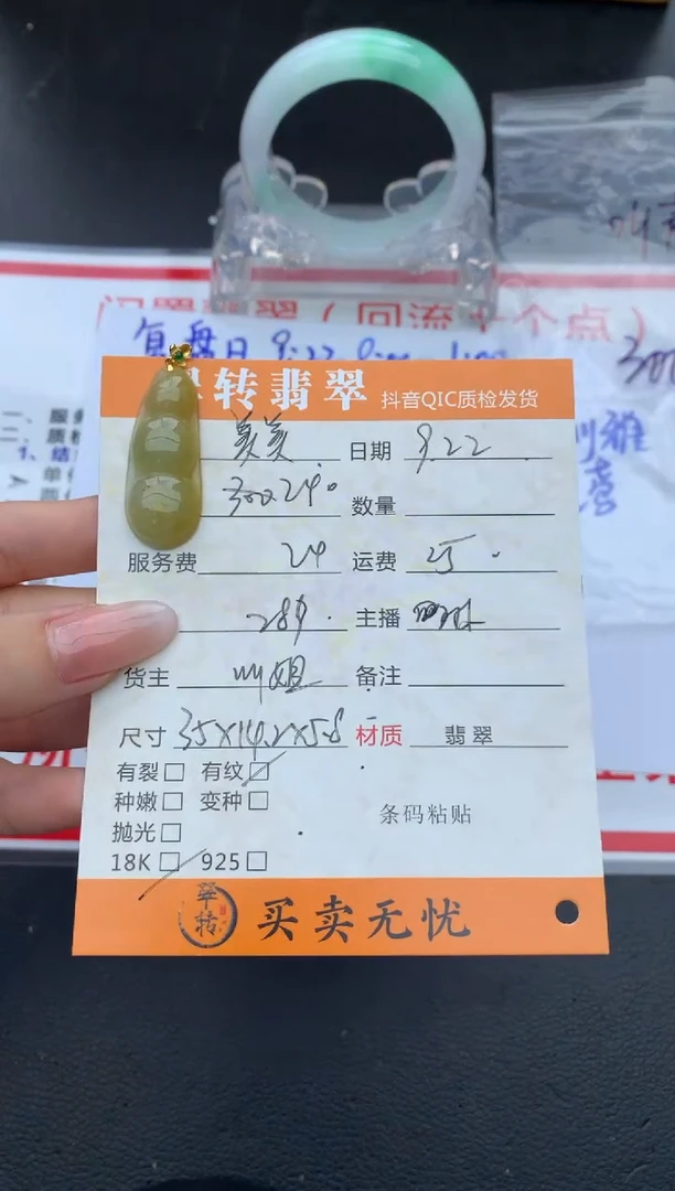 【闪购商品】翡翠颈饰18K金镶嵌豆子