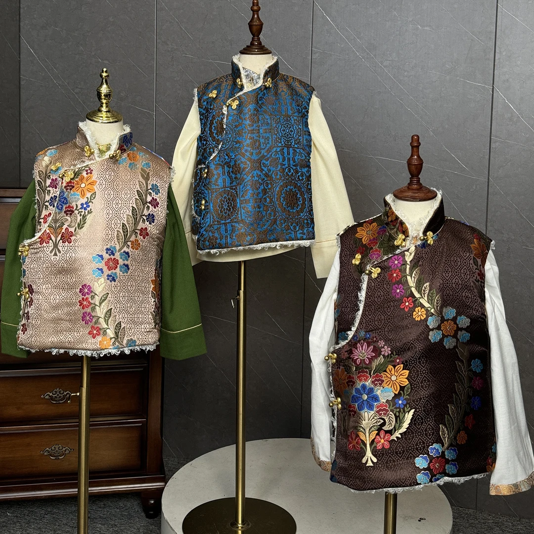 藏族服装女款儿童背心马甲冬季新款加绒童装-TZMJ962