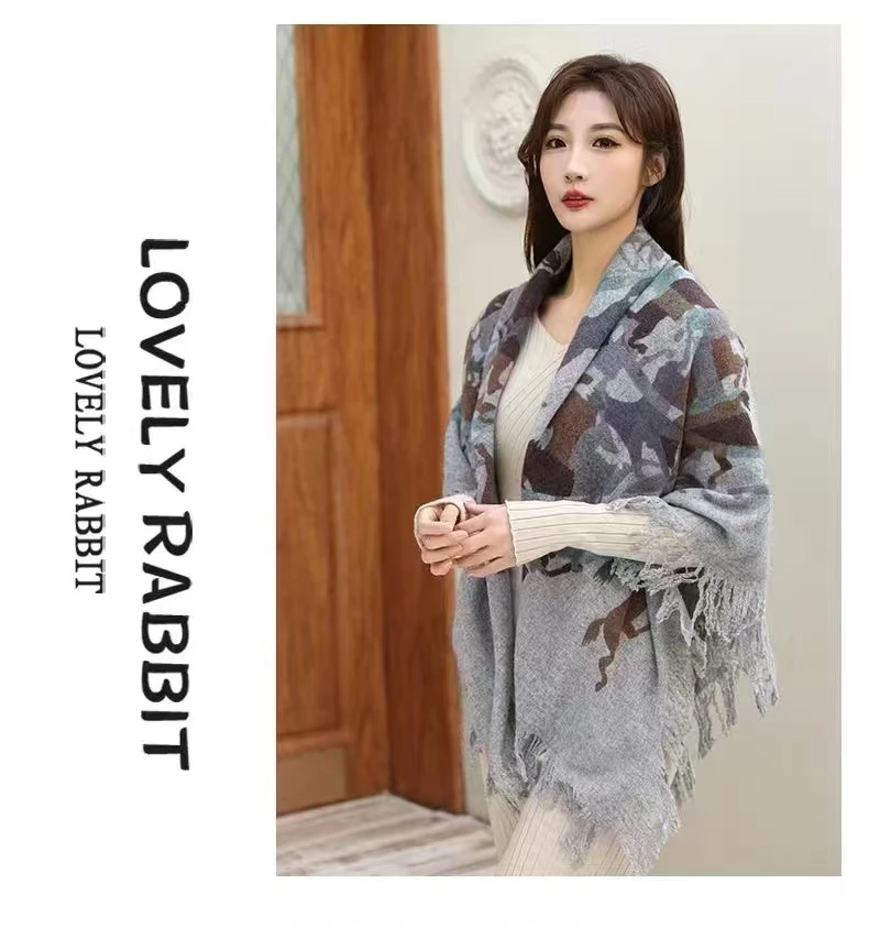 大马水溶羊毛四季巾保暖柔软披肩围巾梭织春夏秋冬百搭时尚风格