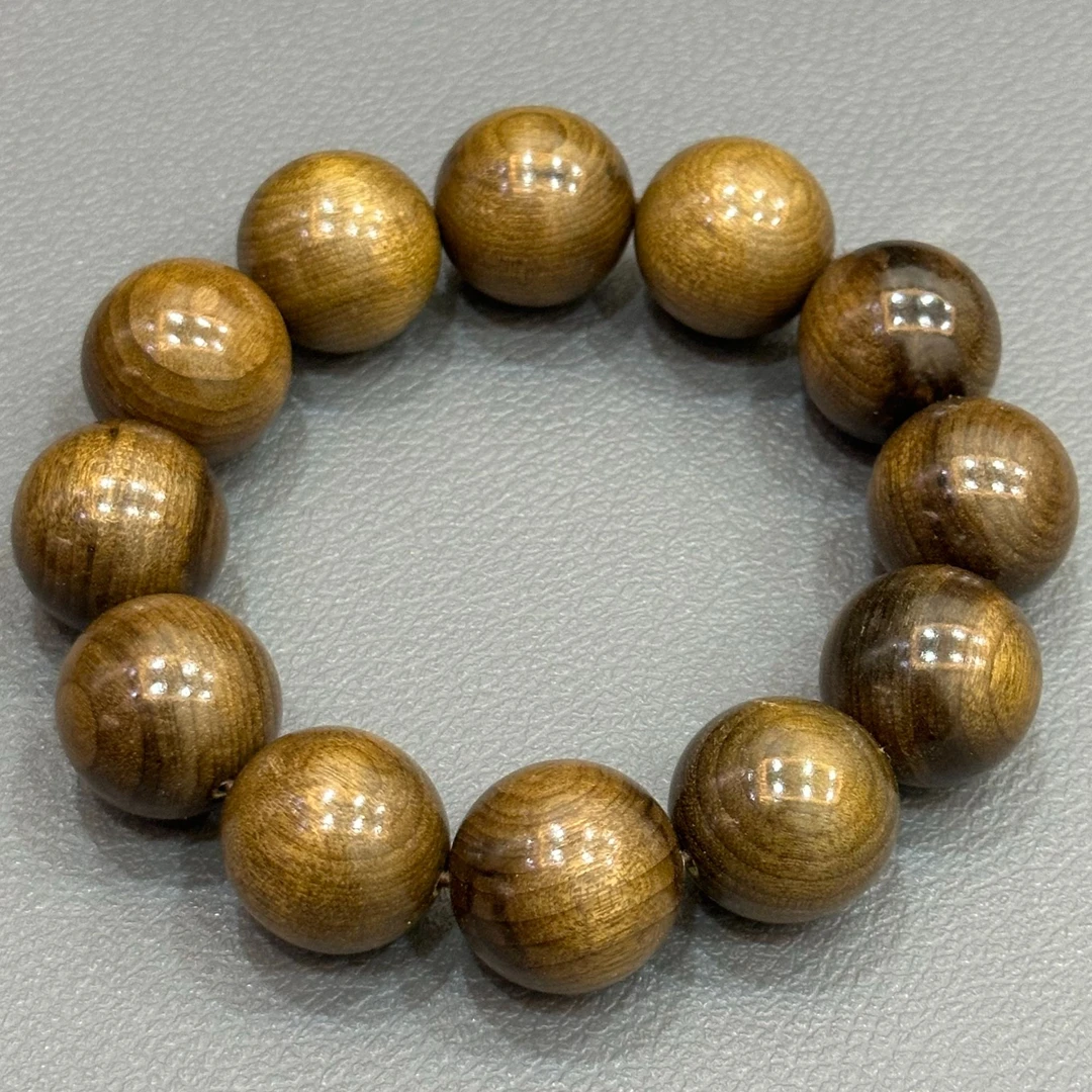 【A314】金丝楠2.0园珠手串【黑金】