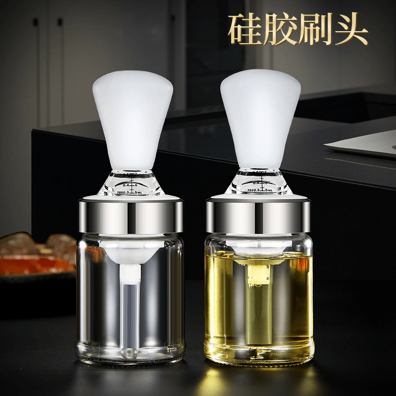 烧烤刷带瓶硅胶 厨房烘焙挤压定量油瓶油刷 一体式便携不漏油刷瓶