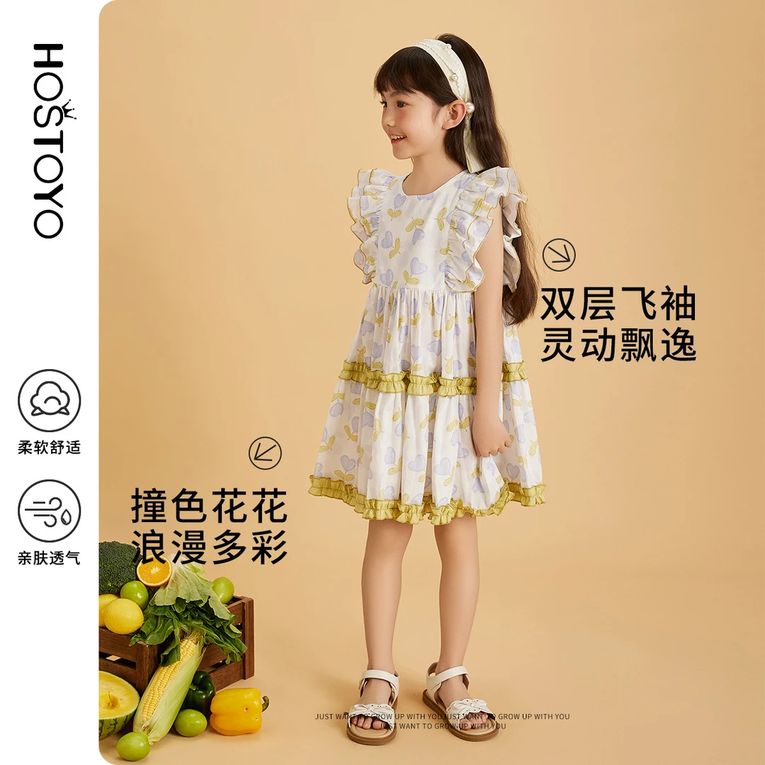 皇室童缘女童2024夏季透气甜美韩系夏日小花连衣裙15680470006