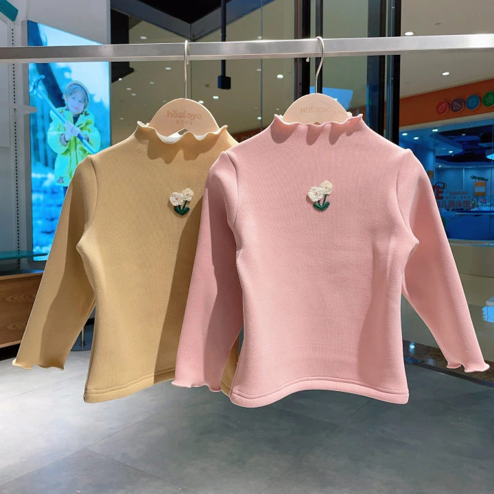 皇室童缘2024冬季女童新品加绒时尚休闲小花打底衫15830235020&21