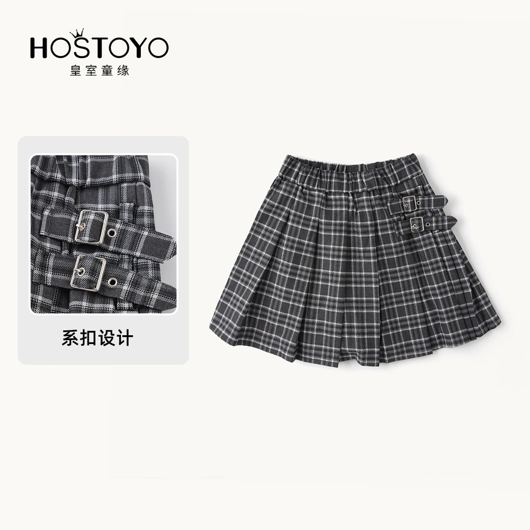 皇室童缘韩版格子百褶半身裙11730472002