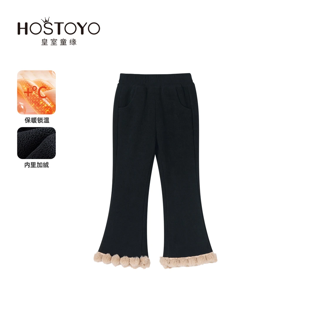 皇室童缘冬季新品女童加绒休闲加绒喇叭裤17880354001