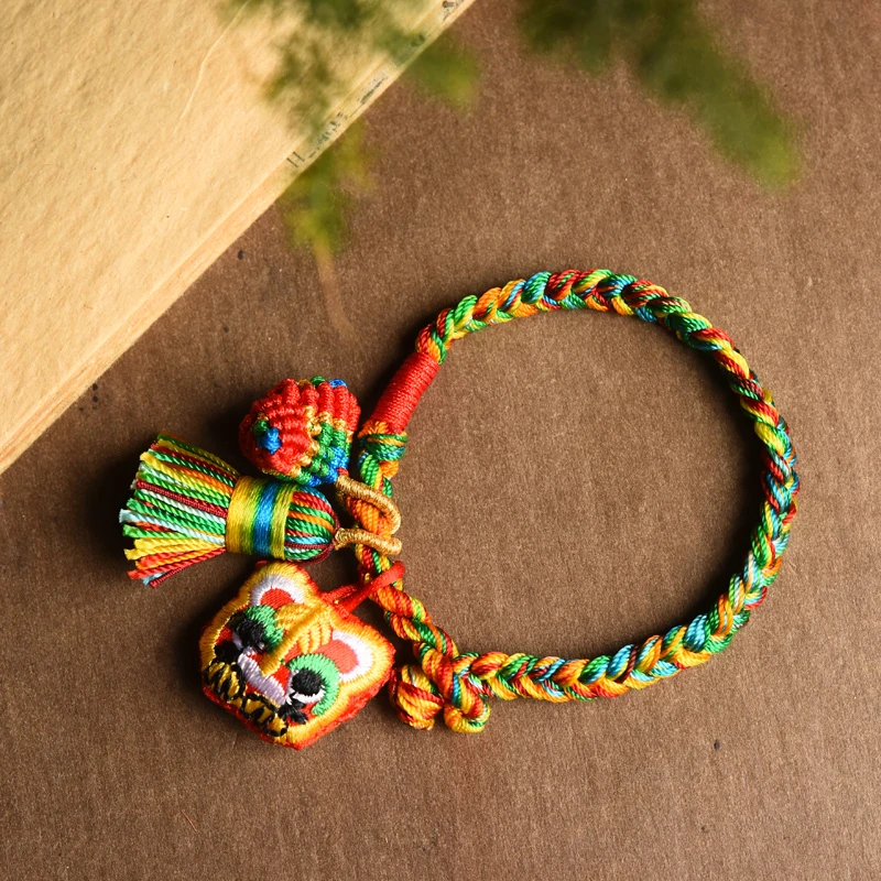 非金属布艺手链 端午节纯手工编织五彩绳手链宝宝儿童亲子款手绳