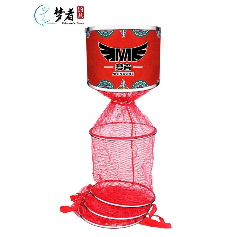 梦者钓具大力马编织竞技鱼护不锈钢钓鱼网袋涂胶网兜防挂速干渔护