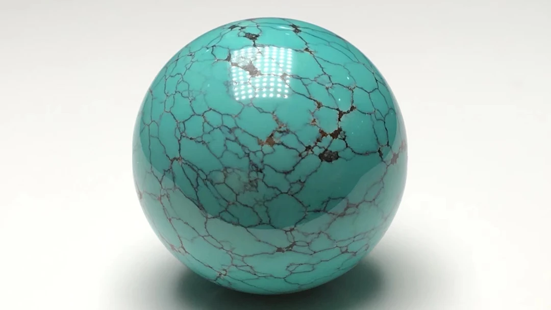 原矿高瓷网花绿松石精美圆珠，瓷釉级，高瓷高色！无水无油！直径19.5