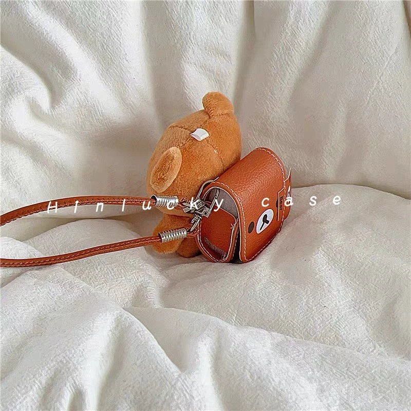 超萌卡通背包轻松熊AirPods4苹果新1/2/Pro3代无线蓝牙耳机套翻盖